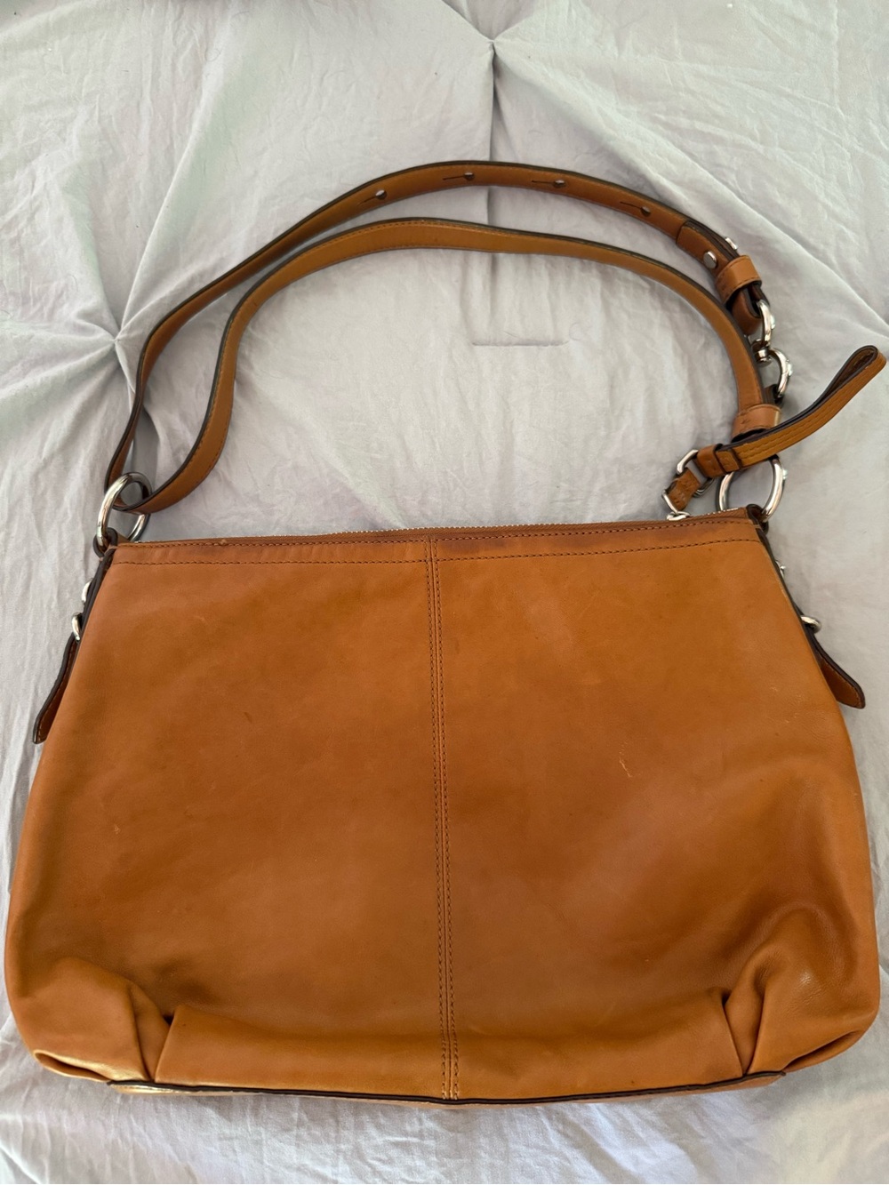 Coach Leather Shoulder Bag - Cognac Brown